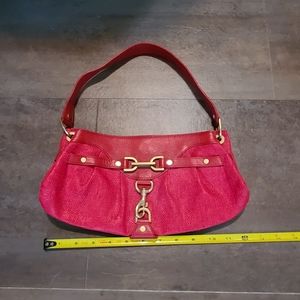 NWOT never used red Banana Republic leather & rafia shoulder bag